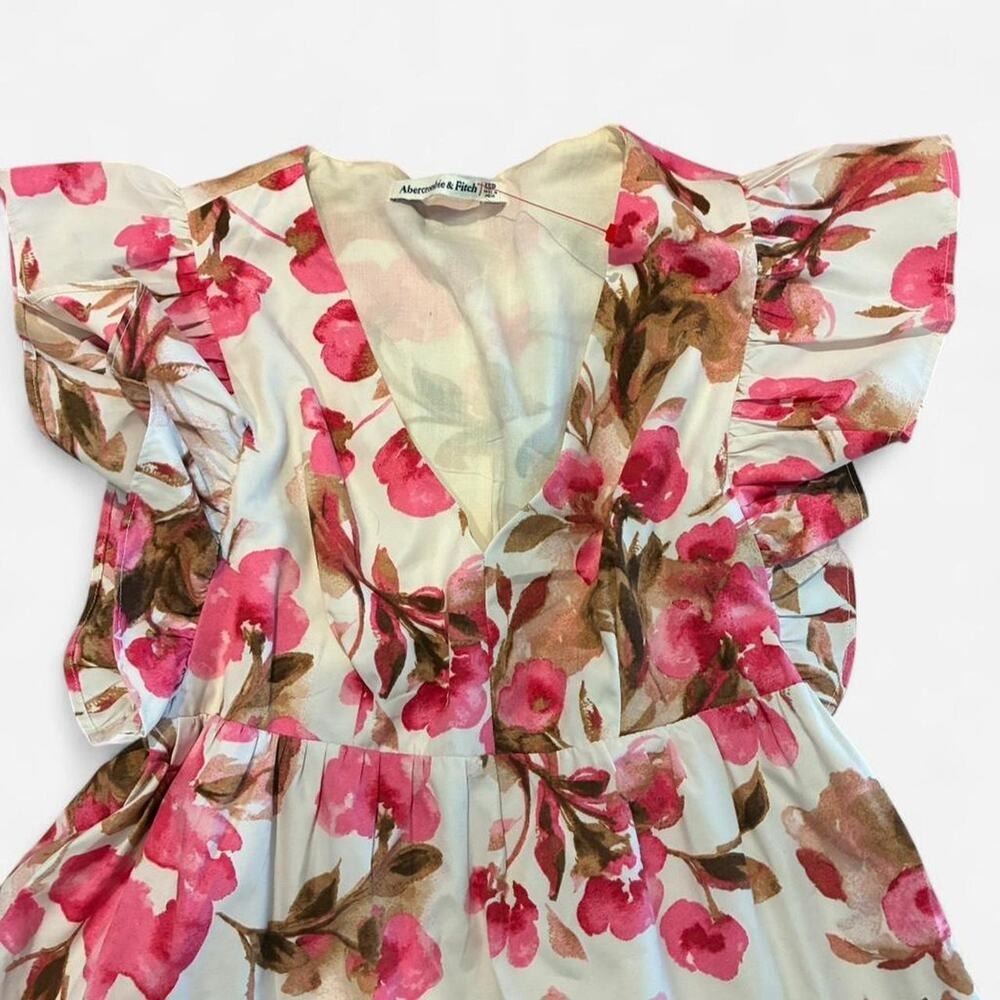 Abercrombie & Fitch pink floral babydoll rose, brown & cream dress Sz XSP